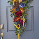Fall wreath swag front door, Thanksgiving swag interior wall, Autumn wall decor, pumpkin swag, colorful swag