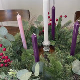 Advent wreath video showing candles, berries and pinecones