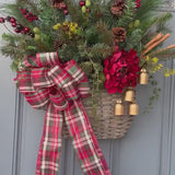 Winter Christmas front door basket wreath perfect for your porch or entryway! This basket has a stunning coordinating wreath.