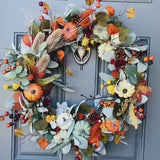 Fall front door rustic wreath, lambs ear farmhouse design, natural elements, perfect for the entire fall season, Thanksgiving, 20” and  24”.
