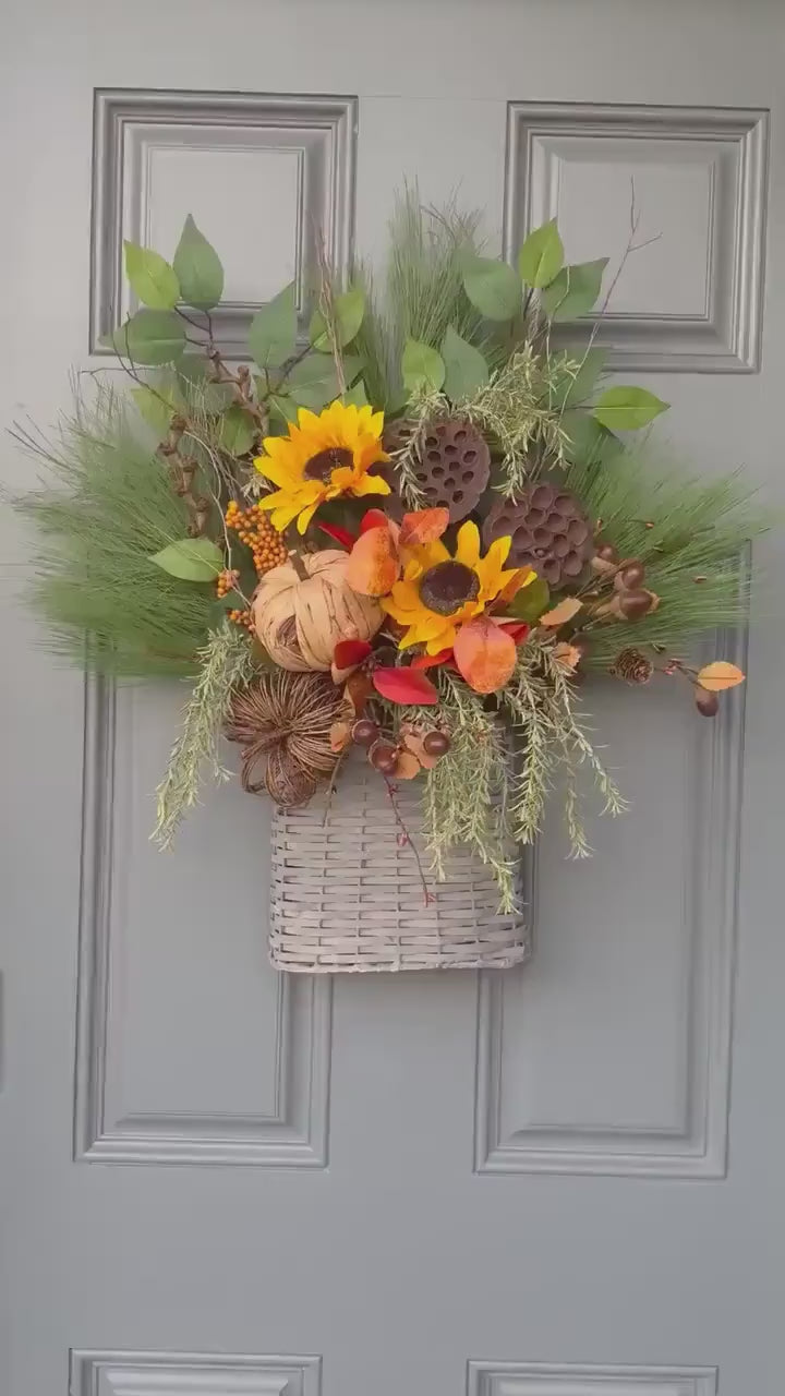 Fall basket for front door, Autumn