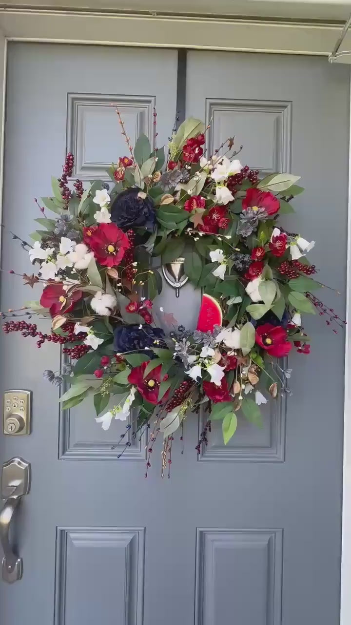 Summer americana wreath for front door
