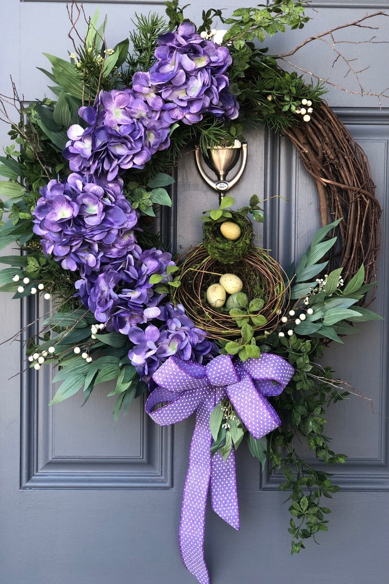 Welcome wreath, spring wreath, summer wreath, grapevine wreath, purple rose hello shops wreath, wreath for front door