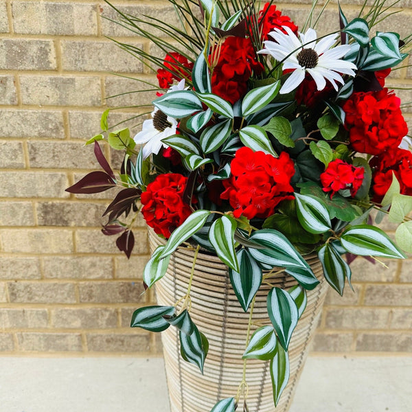 Red geranium urn/pot filler