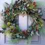 Rustic farmhouse wreath front door in a natural design. Unique evergreen wreath for nature lovers!