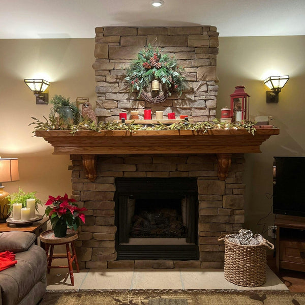 Rustic holiday winter wreath with brass bell. Faux natural wreath for entire season. This quaint wreath is perfect to welcome your guests!