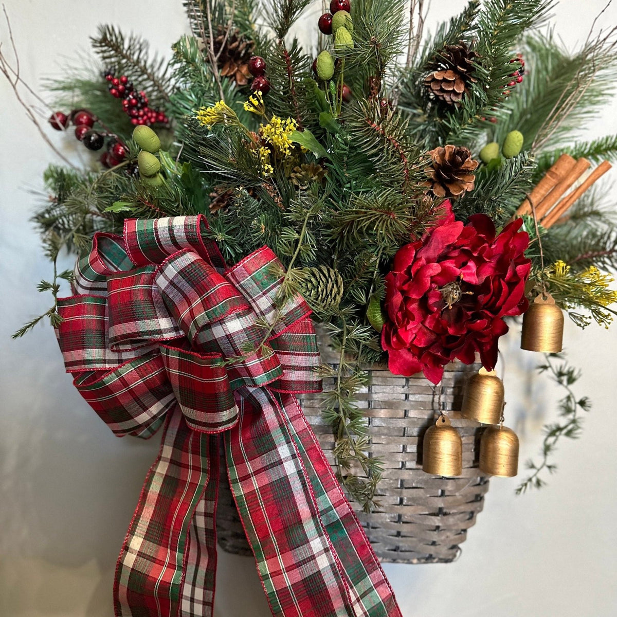 Rustic woodland Christmas wreath with natural elements