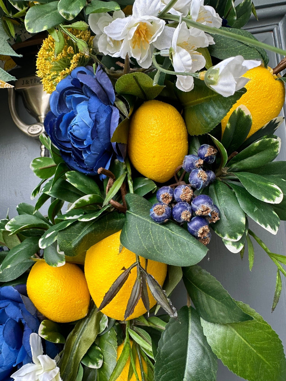  Summer lemon and blueberry wreath for front door