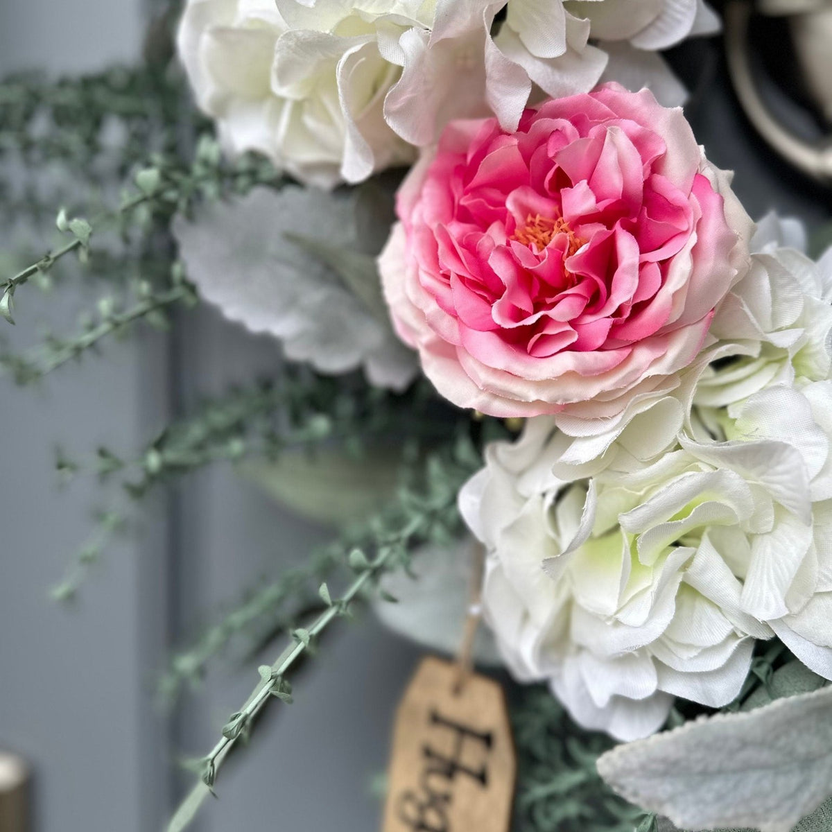 Valentines Day Wreath for Your Front Door with Charming Farmhouse Animals on a Metal Sign