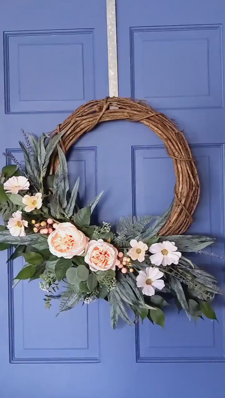 Front Door Wreath, Blush Boho wreath, All Season Wreath, Bridal shower gift, Mother’s Day Gift, Wall Decor
