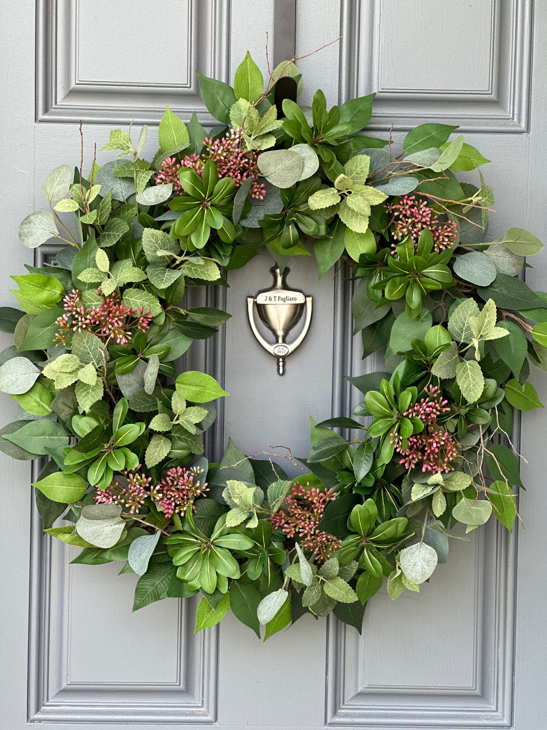 Front door wreath, all seasons wreath, interior wall decor, natural looking wreath design,