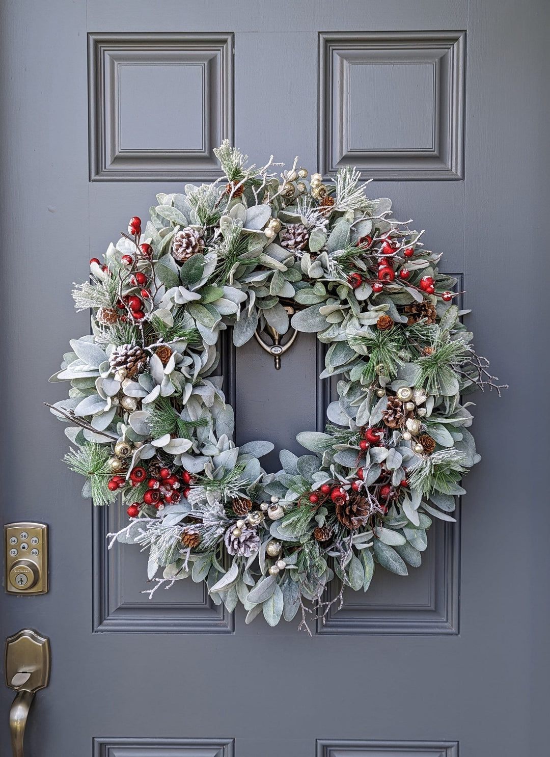 Winter Wreath | Lambs Ear | Pinecones | Snow Flocked | Christmas Wreath | Front Door Decor | Wall Decor